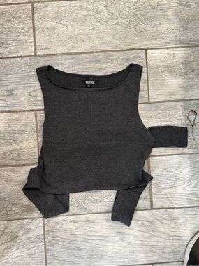 Dark Gray Sleeveless Knit Top